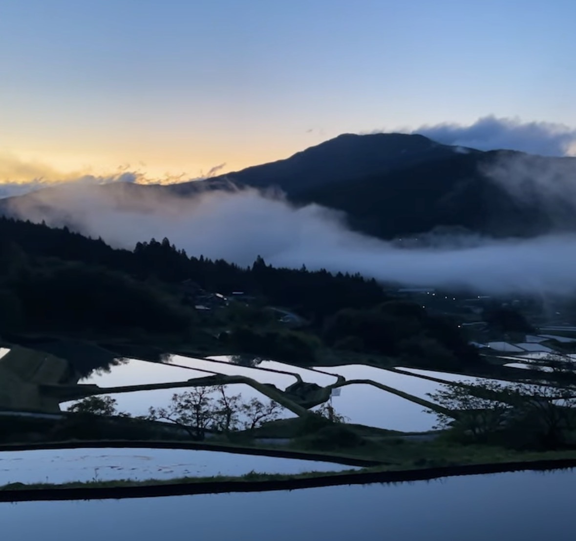 Mountain rice terraces in rural Japan